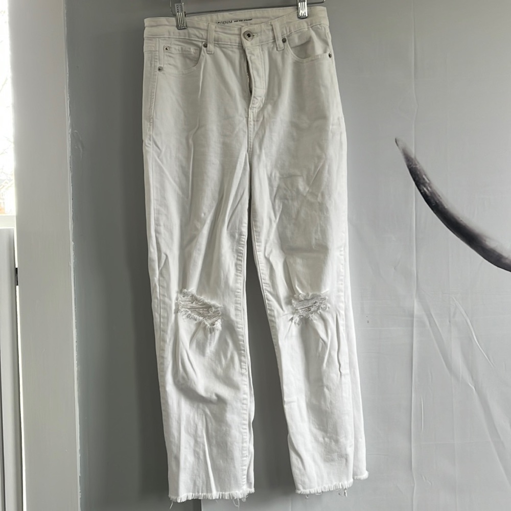 High Rise Straight White Denim Jeans